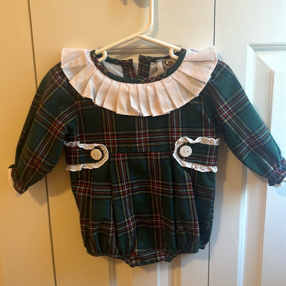 Girls 9m Christmas Plaid Bubble